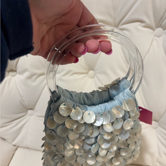 Unique Satchel purse light blue sea shells NWT - Picture 4 of 5